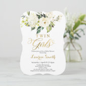 Elegant White en gold Baby shower Invitation Kaart (Staand voorkant)