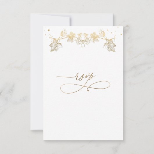 Elegant White en Gold Celestial RSVP met maaltijde Kaartje (Achterkant)