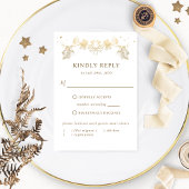 Elegant White en Gold Celestial RSVP met maaltijde Kaartje