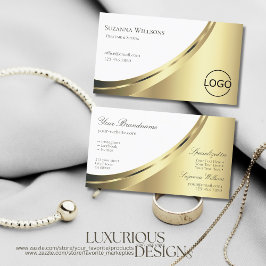 Elegant White en Gold Decor met Logo Luxurous Visitekaartje
