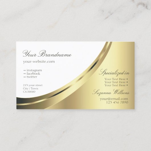 Elegant White en Gold Decor met Logo Luxurous Visitekaartje (Achterkant)