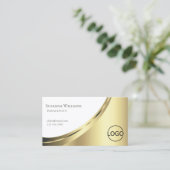 Elegant White en Gold Decor met Logo Luxurous Visitekaartje (Staand voorkant)