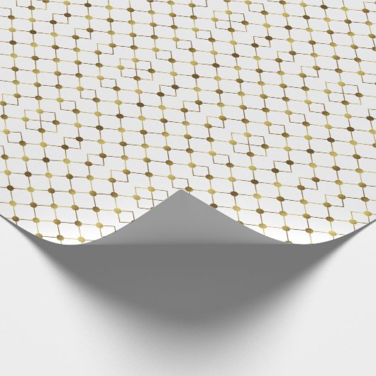 Elegant White en Gold Dot Grid Cadeaupapier (Hoek)