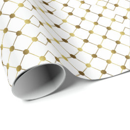 Elegant White en Gold Dot Grid Cadeaupapier