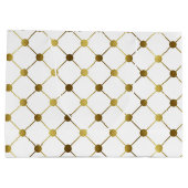 Elegant White en Gold Dot Grid Groot Cadeauzakje (Achterkant)