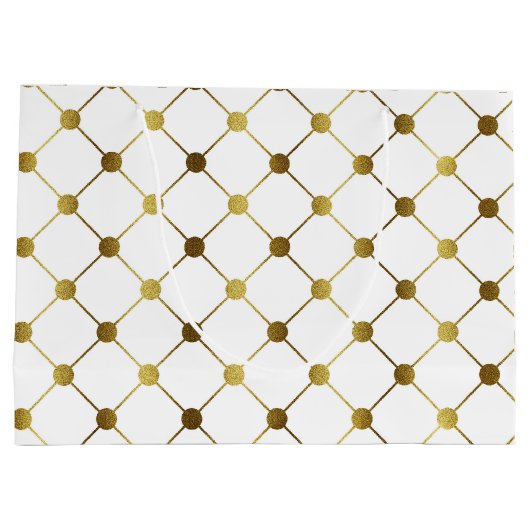 Elegant White en Gold Dot Grid Groot Cadeauzakje (Achterkant)