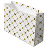 Elegant White en Gold Dot Grid Groot Cadeauzakje (Achterkant Gekanteld)