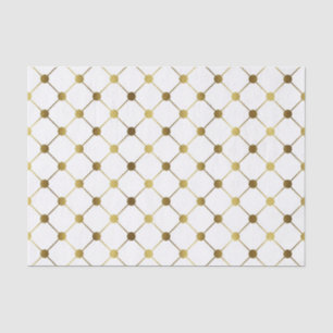 Elegant White en Gold Dot Grid Tissuepapier