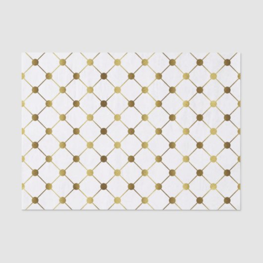 Elegant White en Gold Dot Grid Tissuepapier (Voorkant)