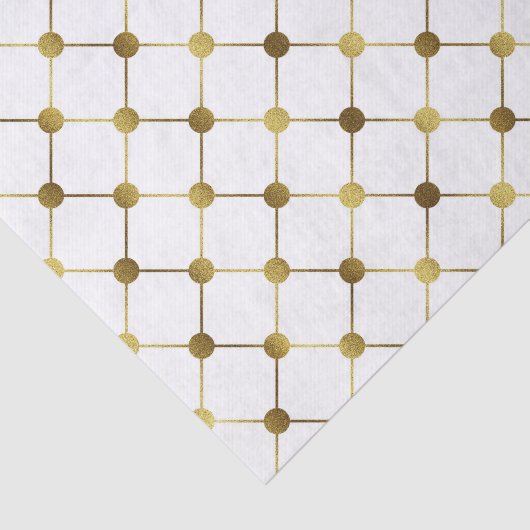 Elegant White en Gold Dot Grid Tissuepapier (Detail)