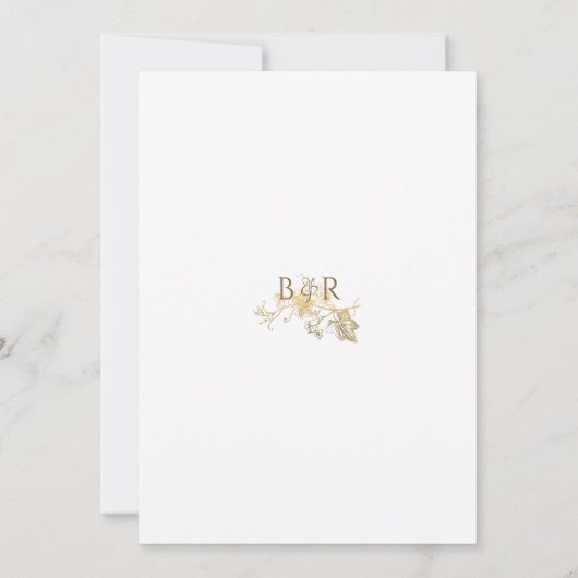 Elegant White en Gold Enchanding Wedding Kaart (Achterkant)