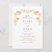 Elegant White en Gold Enchanding Wedding Kaart (Voorkant)