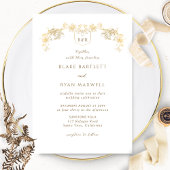 Elegant White en Gold Enchanting Monogram Wedding Kaart