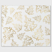 Elegant White en Gold Faux Folie kerstboom Cadeaupapier (Vlak)