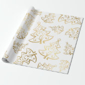 Elegant White en Gold Faux Folie kerstboom Cadeaupapier (Uitgerold)