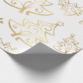 Elegant White en Gold Faux Folie kerstboom Cadeaupapier (Hoek)