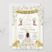 Elegant White en Gold Floral Charra Mis Quince in Kaart (Voorkant)