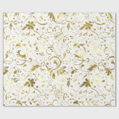 Elegant White en Gold Floral Damaskers Cadeaupapier (Vlak)