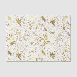 Elegant White en Gold Floral Damaskers Tissuepapier