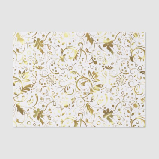 Elegant White en Gold Floral Damaskers Tissuepapier (Voorkant)
