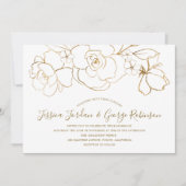 Elegant White en Gold Floral Modern Wedding Kaart (Voorkant)