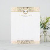 Elegant White en Gold Floral Paisley Persoonlijk Briefhoofd (Staand voorkant)