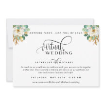 Elegant White en Gold Floral Virtual Wedding Invi