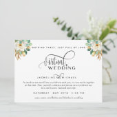 Elegant White en Gold Floral Virtual Wedding Invi Kaart (Staand voorkant)