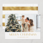 Elegant White en Gold Foil-fotokerstkaarten Feestdagenkaart (Voorkant / Achterkant)