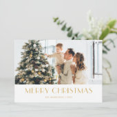 Elegant White en Gold Foil-fotokerstkaarten Feestdagenkaart (Staand voorkant)