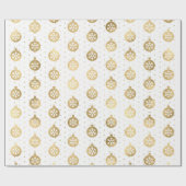 Elegant White en Gold Foil kerst Baubles Cadeaupapier (Vlak)
