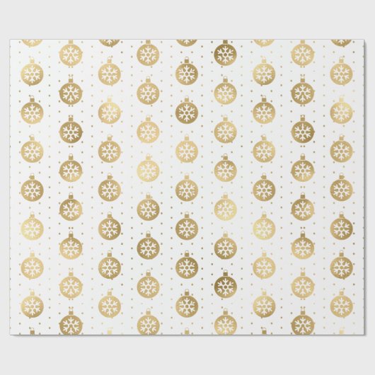 Elegant White en Gold Foil kerst Baubles Cadeaupapier (Vlak)