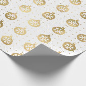 Elegant White en Gold Foil kerst Baubles Cadeaupapier (Hoek)