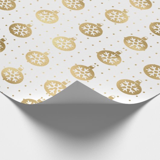 Elegant White en Gold Foil kerst Baubles Cadeaupapier (Hoek)