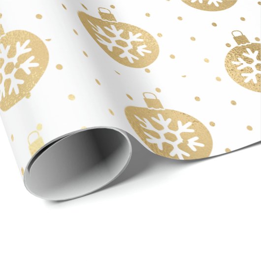 Elegant White en Gold Foil kerst Baubles Cadeaupapier (Rol Hoek)