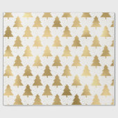 Elegant White en Gold Foil kerstboompatroon Cadeaupapier (Vlak)