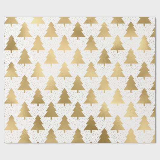Elegant White en Gold Foil kerstboompatroon Cadeaupapier (Vlak)