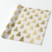 Elegant White en Gold Foil kerstboompatroon Cadeaupapier (Uitgerold)