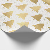 Elegant White en Gold Foil kerstboompatroon Cadeaupapier (Hoek)