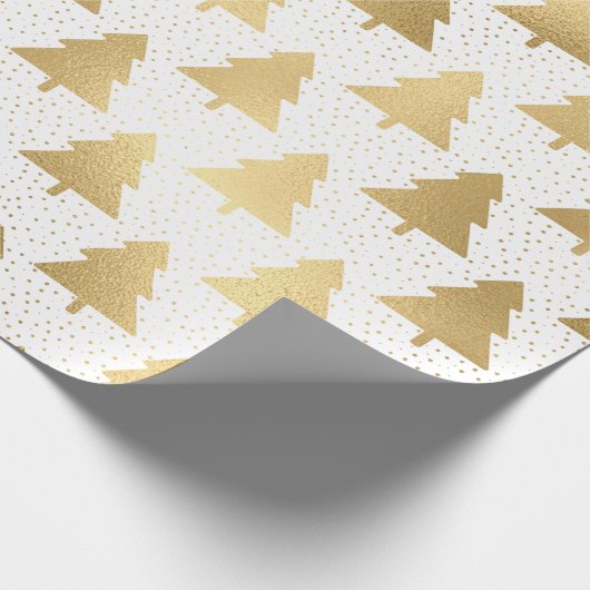 Elegant White en Gold Foil kerstboompatroon Cadeaupapier (Hoek)