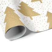 Elegant White en Gold Foil kerstboompatroon Cadeaupapier (Rol Hoek)