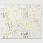Elegant White en Gold Foil Kerstwoord Art Cadeaupapier (Vlak)
