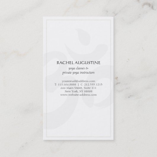 Elegant White en Gold Foil Lotus Yoga Instructor Visitekaartje (Achterkant)