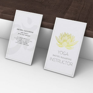 Elegant White en Gold Foil Lotus Yoga Instructor Visitekaartje