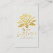 Elegant White en Gold Foil Lotus Yoga Instructor Visitekaartje (Voorkant)