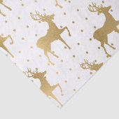 Elegant White en Gold Foil Reindeer Kerstmis Tissuepapier (Detail)