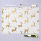 Elegant White en Gold Foil Reindeer Kerstmis Tissuepapier (Craft)