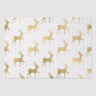Elegant White en Gold Foil Reindeer Kerstmis Tissuepapier