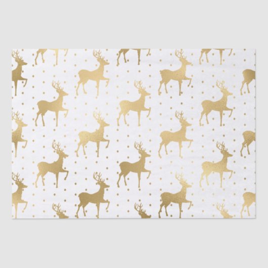 Elegant White en Gold Foil Reindeer Kerstmis Tissuepapier (Voorkant)