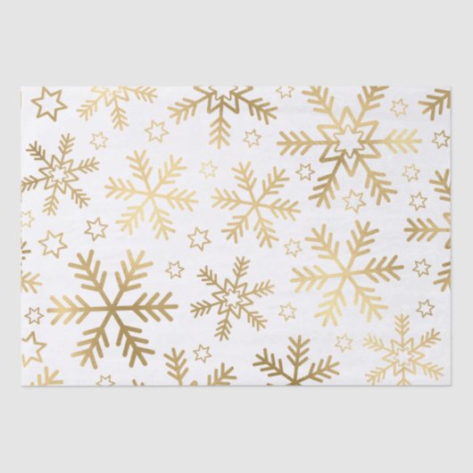 Elegant White en Gold Foil Snowflakes kerst Tissuepapier (Voorkant)